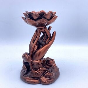 Copper resin lotus flower sphere stand‎